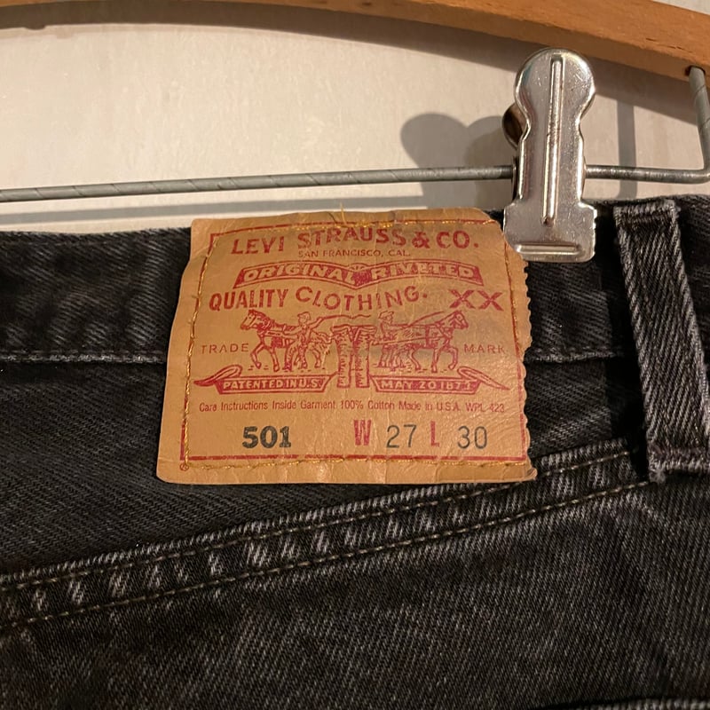 90s Levi's 501 後染めブラックデニム パンツ 27×30 USA製 FOR WO