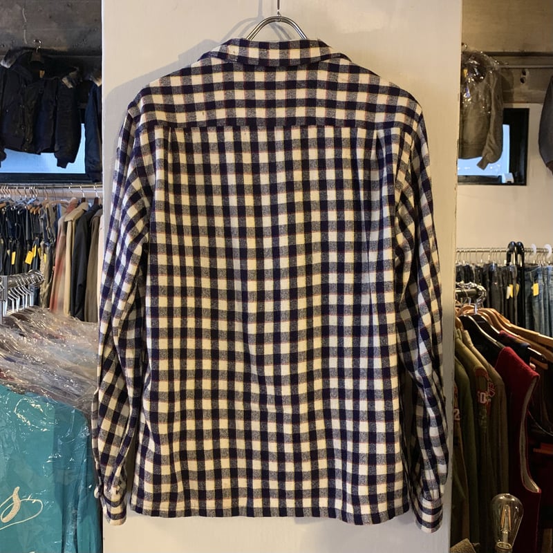 50s TOWNCRAFT Vintage Wool shirt オープンカラーシャツ チェッ