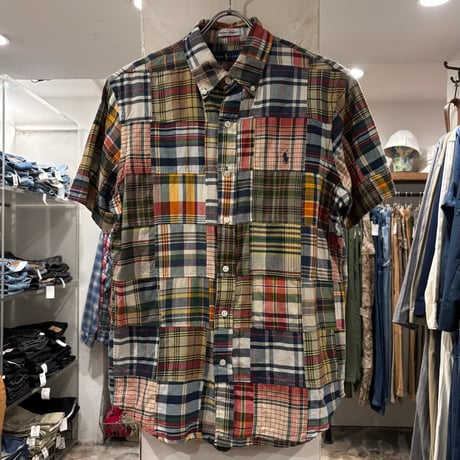 RALPH LAUREN　S/S パッチワークシャツ　Size M　ラルフローレン　ボタンダウンシャツ　(S5603)
