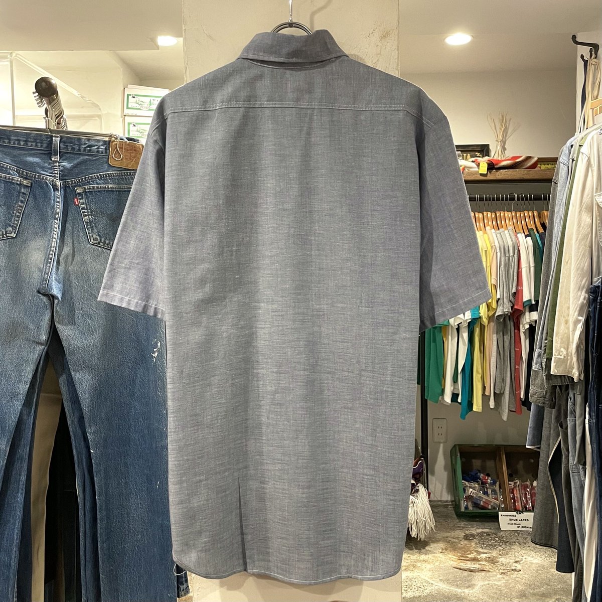 70s SCHLITZ 半袖シャツ PERMANENT PRESS Kmart PERMANENT PRESS ショートスリーブシャンブレーシャツ