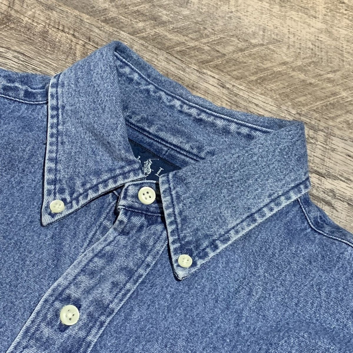 美品 ラルフローレン XS デニムシャツ ボタンダウン CUSTOM FIT 美品 ラルフローレン XS デニムシャツ ボタンダウン CUSTOM FIT