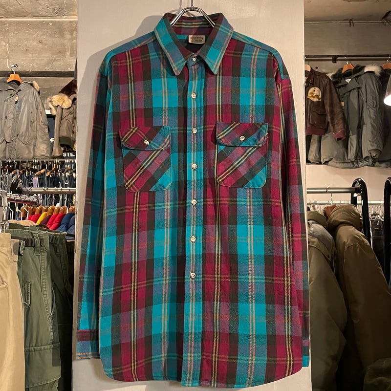 USA製✴︎80s ファイブブラザー ヘビーネルシャツ ブラックウォッチ柄 80s FIVEBROTHER ヘビーネル シャツ L MADE IN USA製