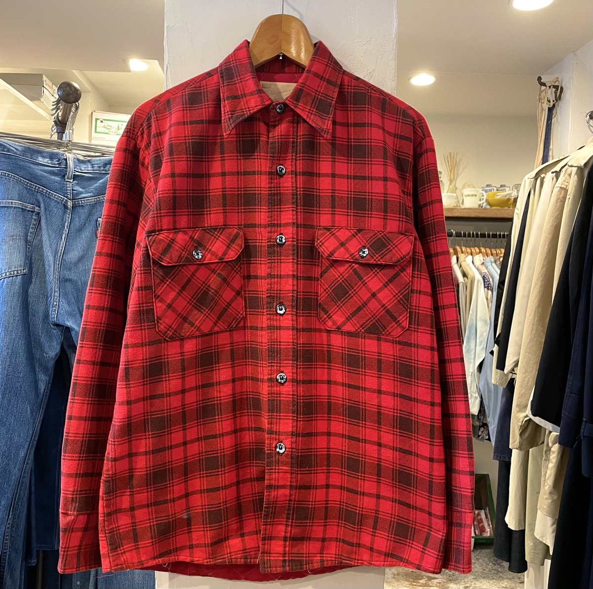 SEARS 70s- キルティングライナー ネルシャツ シャツジャケット