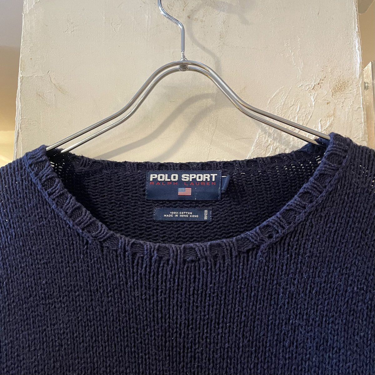 90s POLO SPORT ノルディックコットンセーター 魚 総柄 OLD