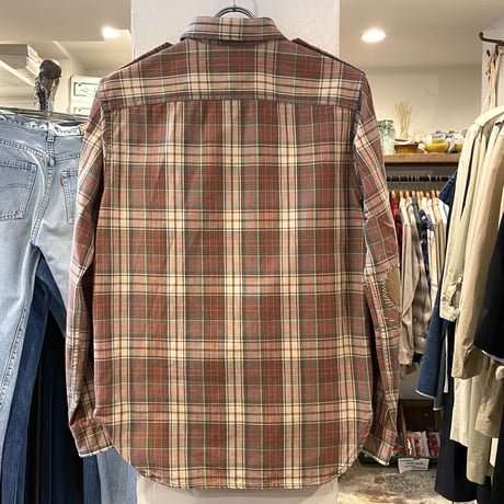 RRL RALPH LAUREN　エポレット　コットンシャツ　チェック柄　マチ付き　ダブルアールエル　ラルフローレン　(S0748)