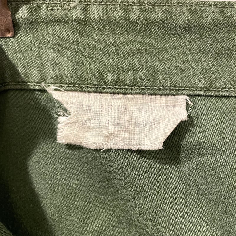 【50s 実物／希少サイズ】US ARMY ベイカーパンツ 尿素ボタン／状態良好 US ARMY ベイカーパンツ OG-107パンツ 尿素ボタン アジャスター