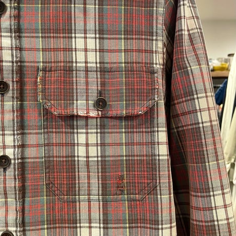 RRL RALPH LAUREN　エポレット　コットンシャツ　チェック柄　マチ付き　ダブルアールエル　ラルフローレン　(S0748)