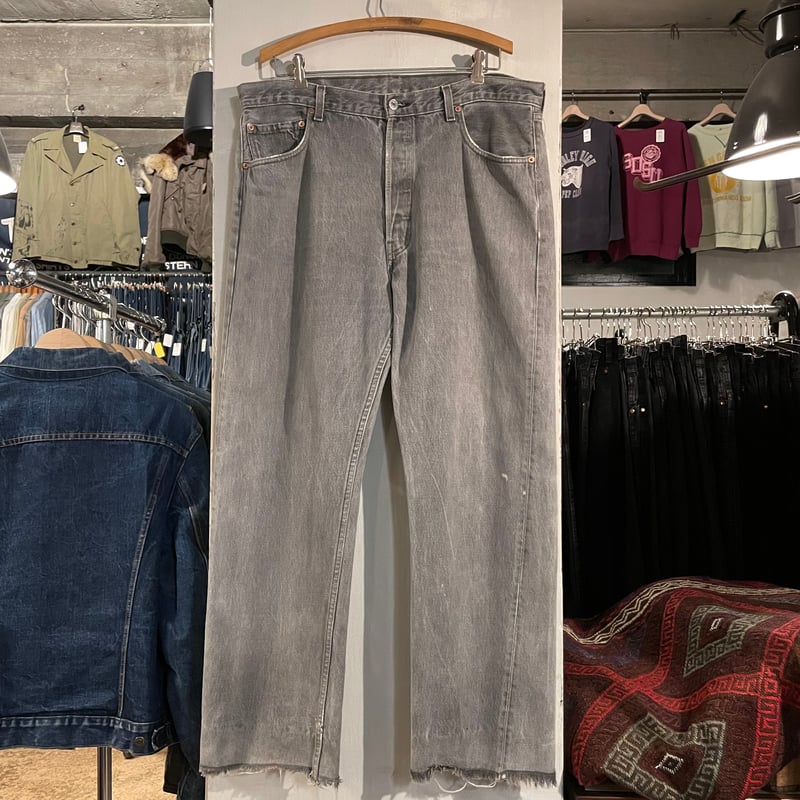 90s Levi's 501 先染めブラックデニム パンツ 36×28 USA製 カットオフデ