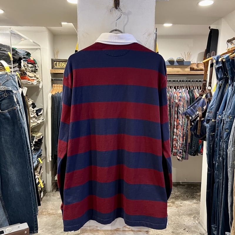 ラルフローレン 67ワッペン ラガーシャツ L ワイン系 フェード ラルフ