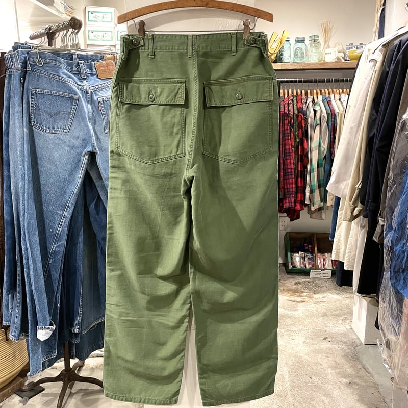 【50s 実物／希少サイズ】US ARMY ベイカーパンツ 尿素ボタン／状態良好 US ARMY ベイカーパンツ OG-107パンツ 尿素ボタン アジャスター