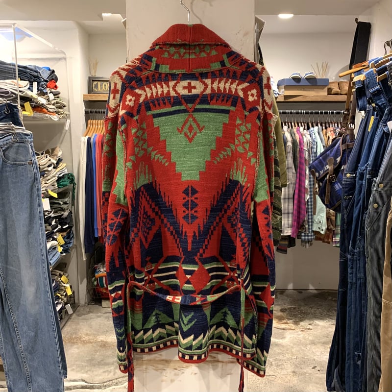 90s Polo by Ralph Lauren ネイティブ柄 ショールカラーニット