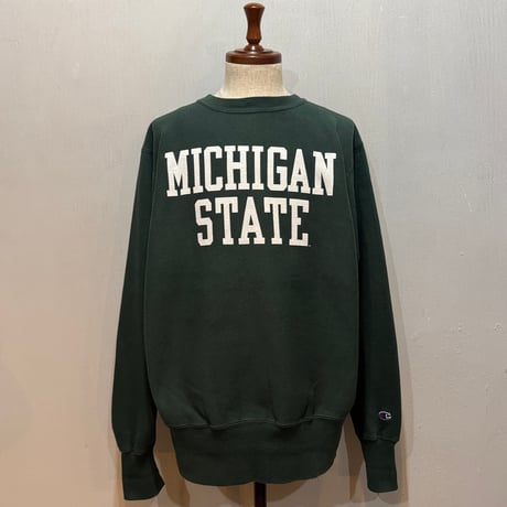 90s　Champion　リバースウィーブ　Reverse Weave　USA製　Size L　MICHIGAN STATE　刺繡タグ　チャンピオン　(S5376)