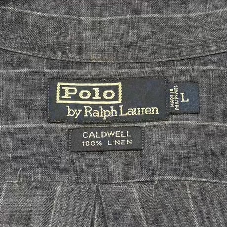 Polo by Ralph Lauren　S/S オープンカラーシャツ　CALDWELL　Size L　ポロ ラルフローレン　ストライプ柄　リネンシャツ　(S5617)