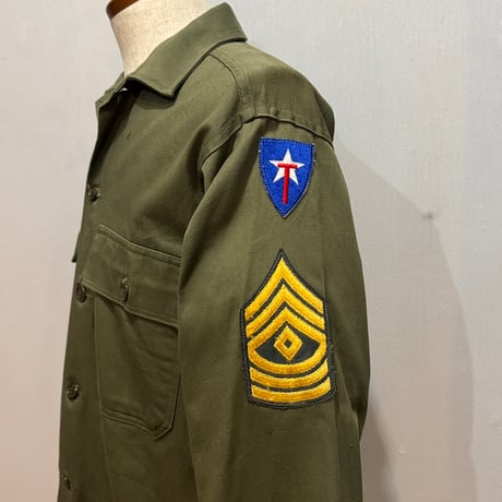 60s　TEXAS STATE GUARD　テキサス州防衛隊　ユーティリティシャツ　Size MEDIUM　DEADSTOCK　筒袖　ミリタリーシャツ　(S5363)