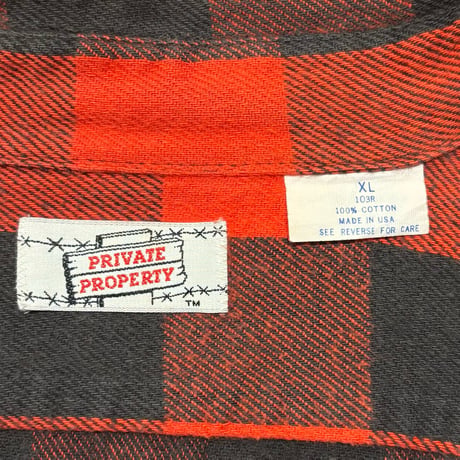 80s　PRIVATE PROPERTY　L/S ネルシャツ　USA製　Size XL　コットンシャツ　(S4872)