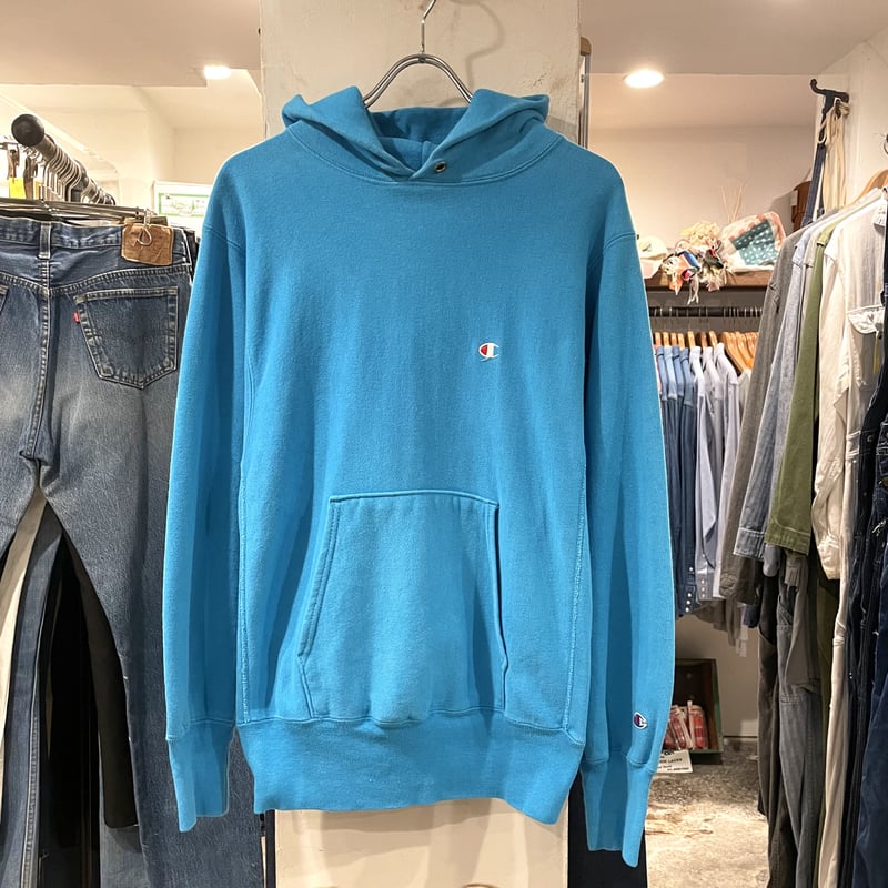 90s Champion リバースウィーブ reverse weave パーカー ターコイズブ...