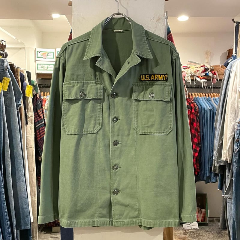 60s US ARMY ユーティリティシャツ 筒袖1st後期 OG 107 COTTON SA