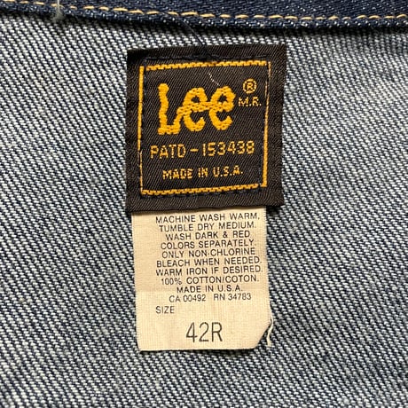 80s　Lee 220-J　デニムジャケット　USA製　Size 42　濃紺　(S4050)