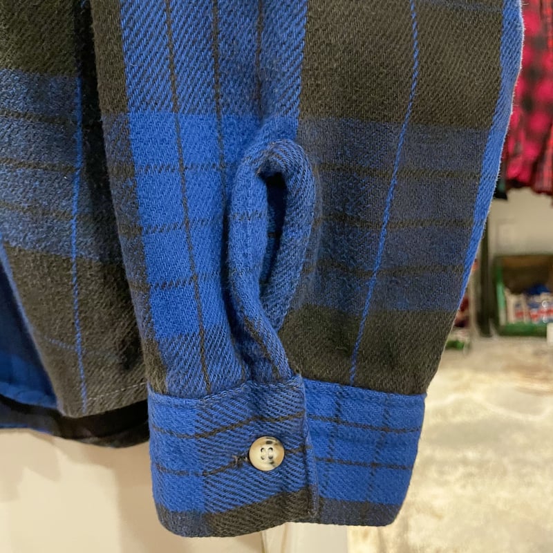ビンテージ FIVE BROTHER ネルシャツ 2XL 青チェック 古着 80s USA製 DAKOTA by FIVE BROTHER ブルー バッファロー