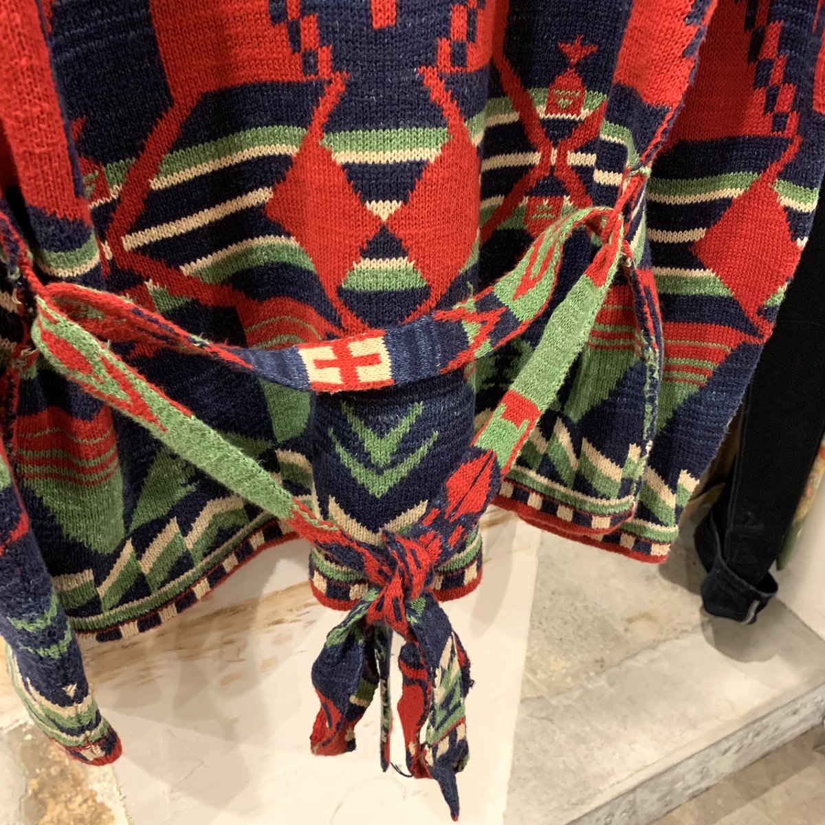 90s Polo by Ralph Lauren ネイティブ柄 ショールカラーニットガウン ラ...