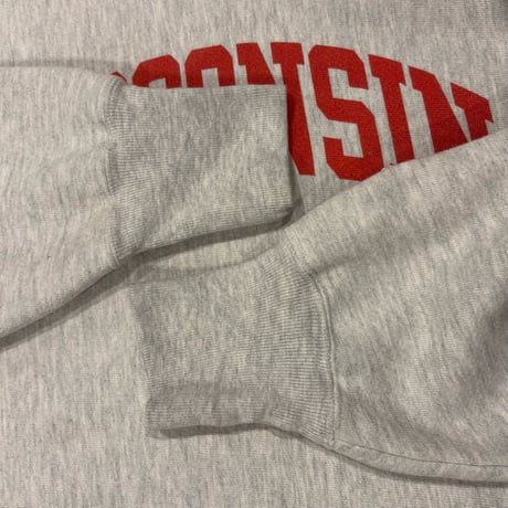90s　Champion　リバースウィーブ　Reverse Weave　Size XL　WISCONSIN　染み込みプリント　青タグ　チャンピオン　(S5226)