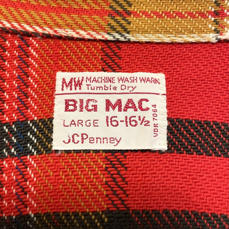 70s BIGMAC ビッグマック 単タグ USA ネルシャツ JCpenney fit=scale-down,w=1200