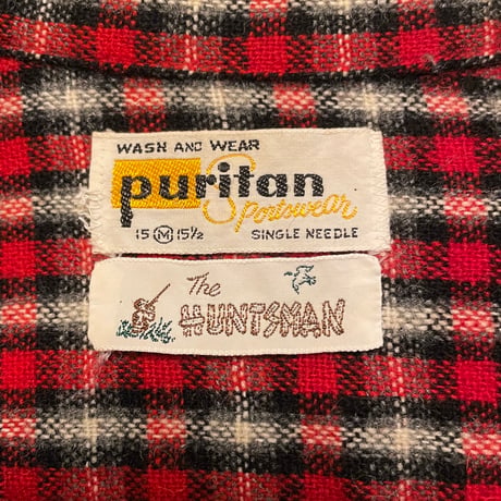 50s　puritan　L/S VINTAGE WOOL SHIRT　Size M　オープンカラーシャツ　ループ留　ボックスシルエット　ヴィンテージシャツ　(S4630)