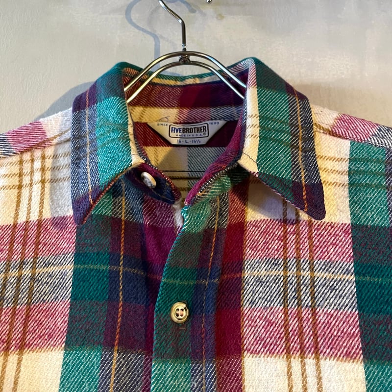 70s FIVE BROTHER L/S ネルシャツ USA製 Size L ファイブブラザー 70s FIVE BROTHER L/S ネルシャツ USA製 Size L ファイブブラザー