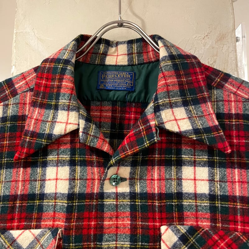 70s PENDLETON L/S ウールシャツ Board Shirt USA製 Size