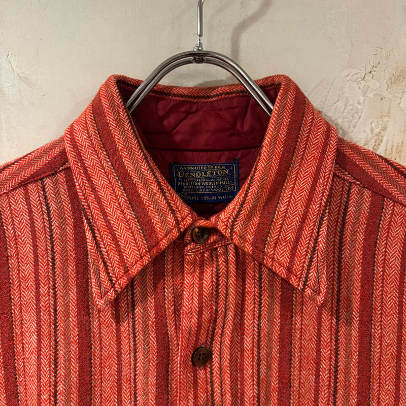 60s PENDLETON L/S ウールシャツ Size M USA製 ストライプ ペンドル