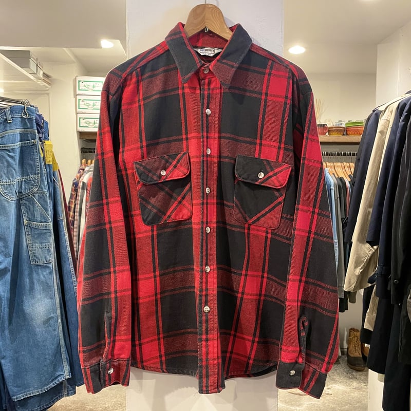 USA製】70s Five Brother 赤x黒ネルシャツXL