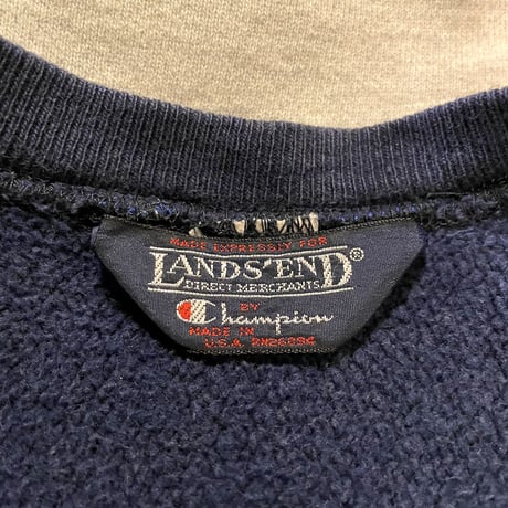 80s　Champion × LAND‘S END　Reverse Weave　リバースウィーブ　ネイビー　USA製　目無し　チャンピオン　ランズエンド　ダブルネーム　(S2733)