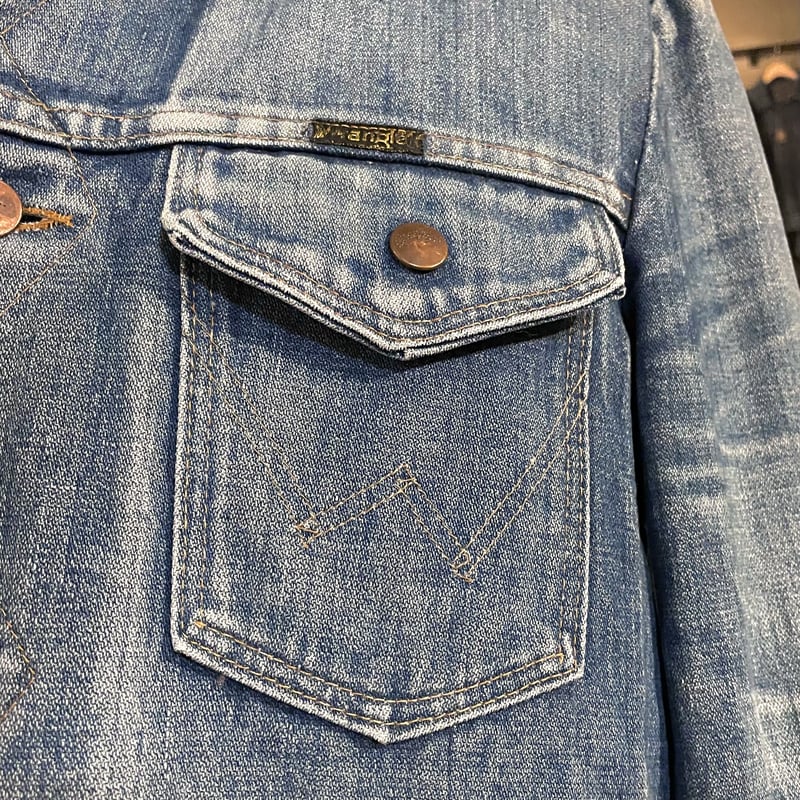 70s Wrangler デニムジャケット USA製 ロング丈 ハチノス 4つポケ (S343