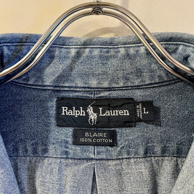 90'S Ralph Lauren ラルフローレン デニムシャツ Lサイズ 80's 90's Ralph Lauren ラルフローレン POLO Country ポロ