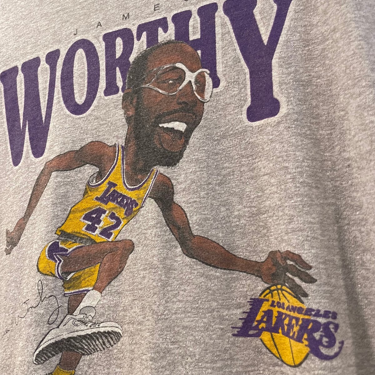80s SCREEN STARS S/S Tシャツ USA製 LAKERS JAMES WOR