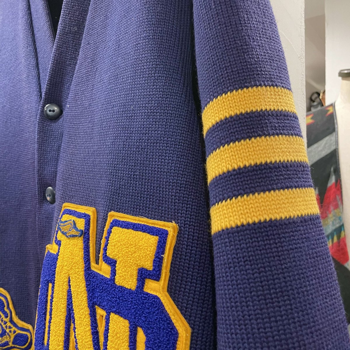 The Californian 60s レタードカーディガン 紺 (S0426) | DUFF