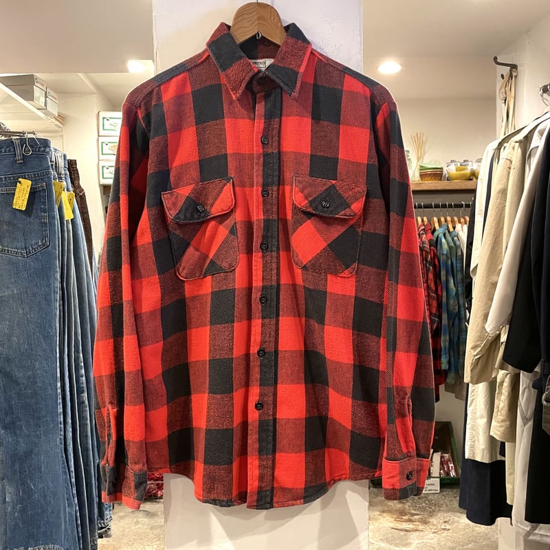 FIVE BROTHER 70s USA製 バッファローチェック 赤x黒 フランネル