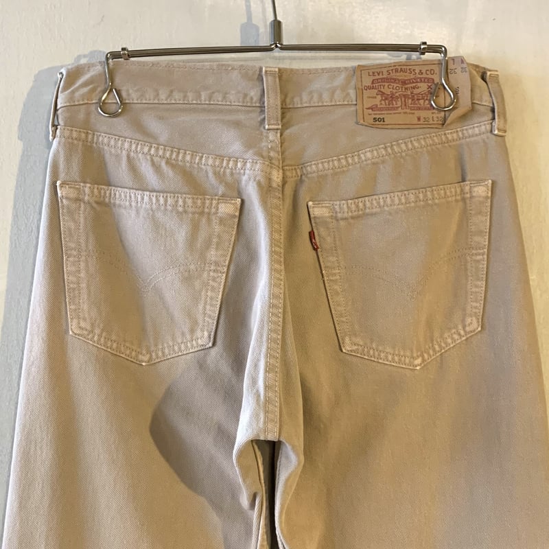 90s Levis 501 デニムパンツ ベージュ ユーロ 30×34表記 90s 英国製 Levi'sリーバイス 501 先染め カラーデニムパンツ