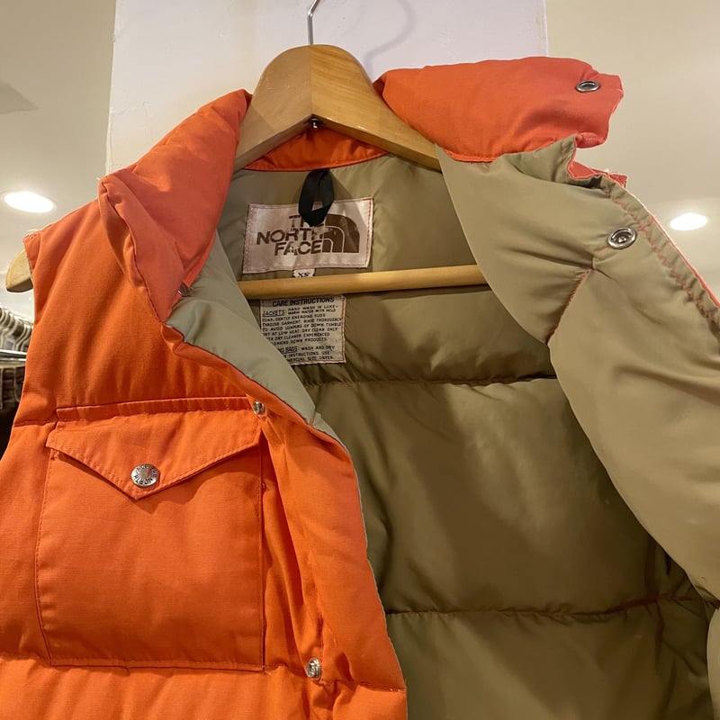 THE NORTH FACE 70s ダウンベスト 茶タグ 刻印ボタン ノースフェイス (