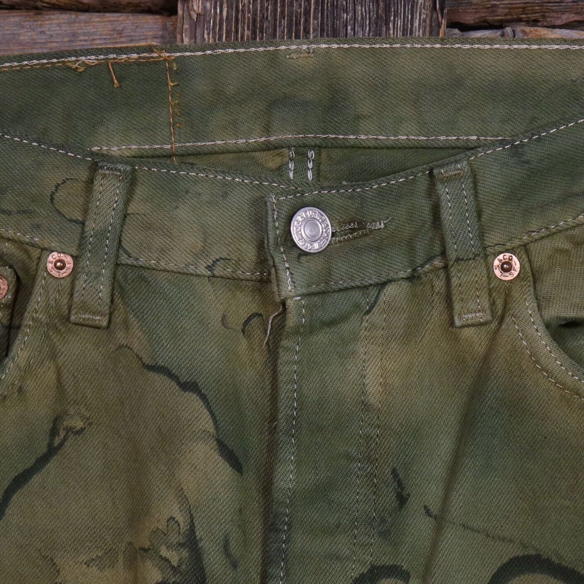 Levis 501 90s USA製 後染めデニムパンツ カモフラ 迷彩柄 リーバイス