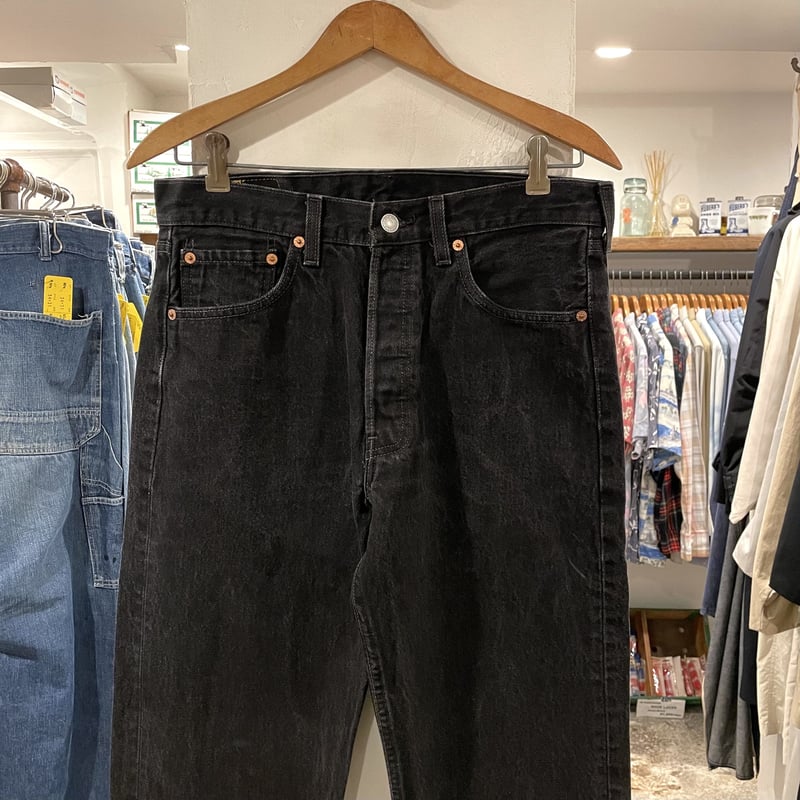 Levi's 501 90年代 後染めブラックデニム ボタン裏522 USA製 1996年 リ...