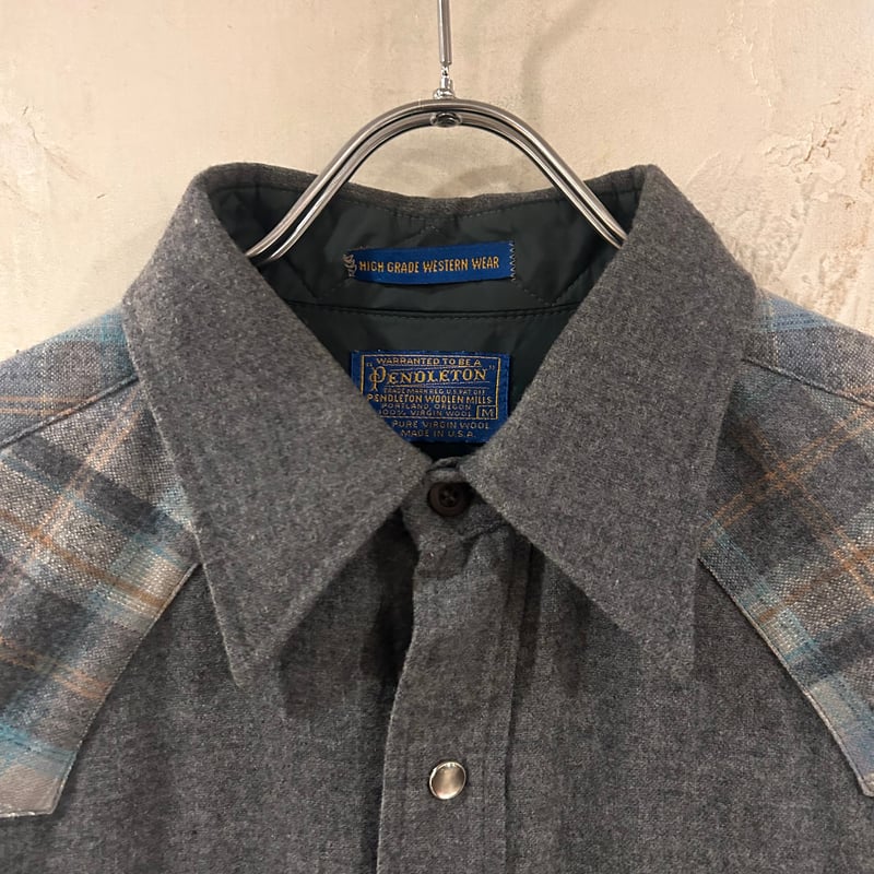 Pendleton 千鳥チェック柄ウールシャツ XL 70s PENDLETON ペンドルトン 70年代 USA製 オープンカラー レスリー