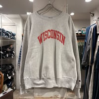 90s　Champion　リバースウィーブ　Reverse Weave　Size XL　WISCONSIN　染み込みプリント　青タグ　チャンピオン　(S5226)