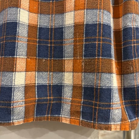 80s　KING SPORT　L/S プリントネルシャツ　Size M　コットンシャツ　チェックシャツ　(S5445)