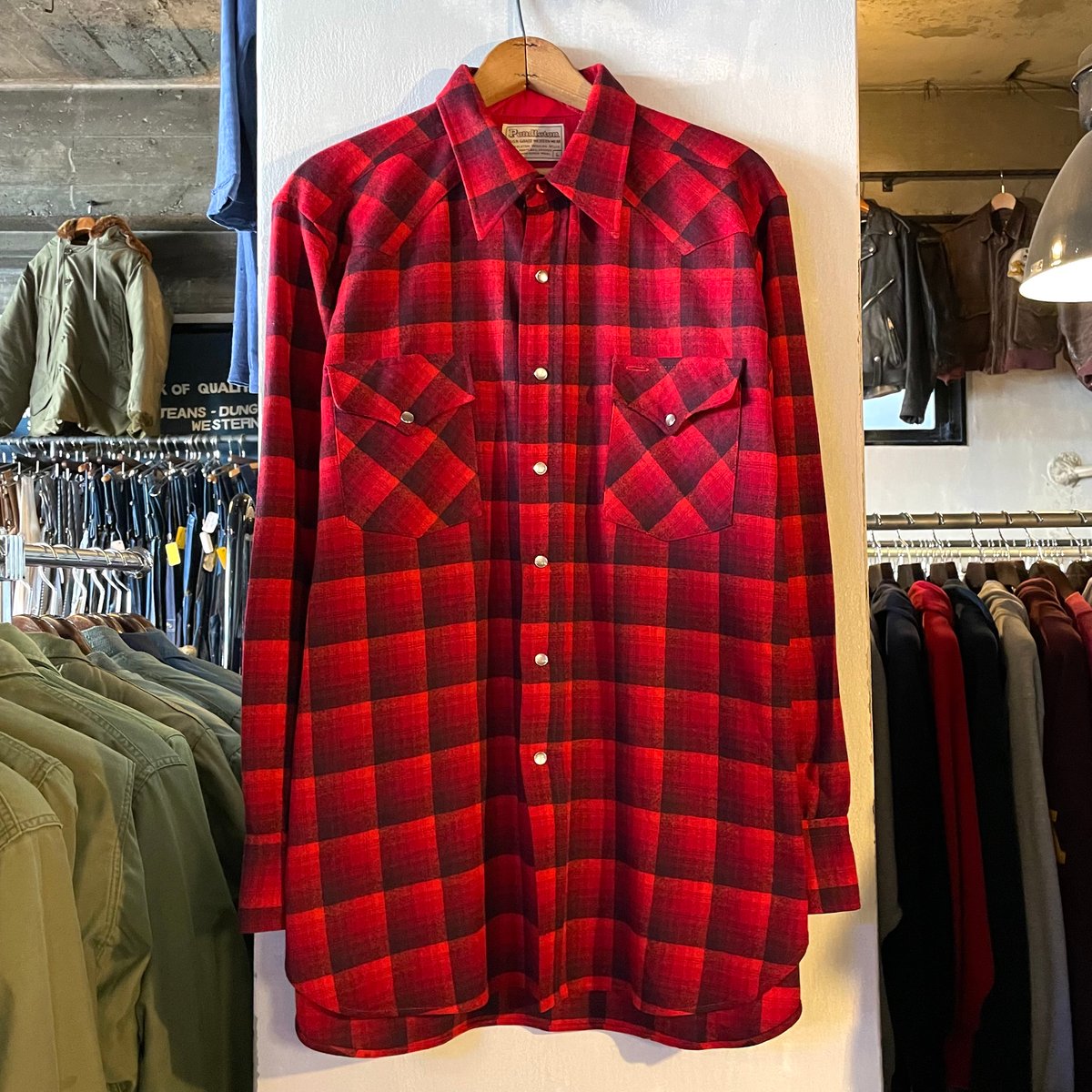 70s PENDLETON Wool Shirt USA製 ウエスタンシャツ シャドーチェック...