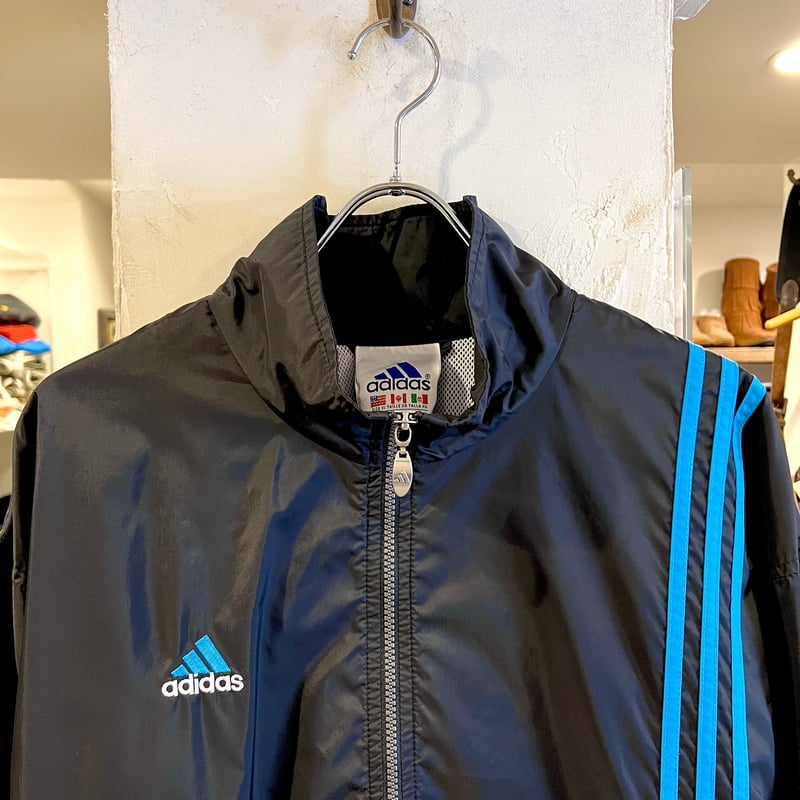 adidas ナイロンジャケット ブラック/ターコイズ adidas ナイロンジャケット アディダス シャカシャカ ブラック