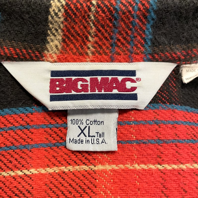 80s BIG MAC ネルシャツ XL TALL USA製 コットンシャツ ビッグ