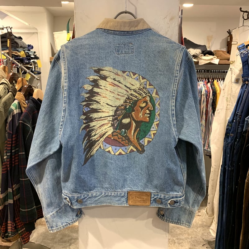 80s POLO RALPH LAUREN デニムジャケット インディアンヘッド 白 80s POLO RALPH LAUREN デニムジャケット インディアンヘッド 白