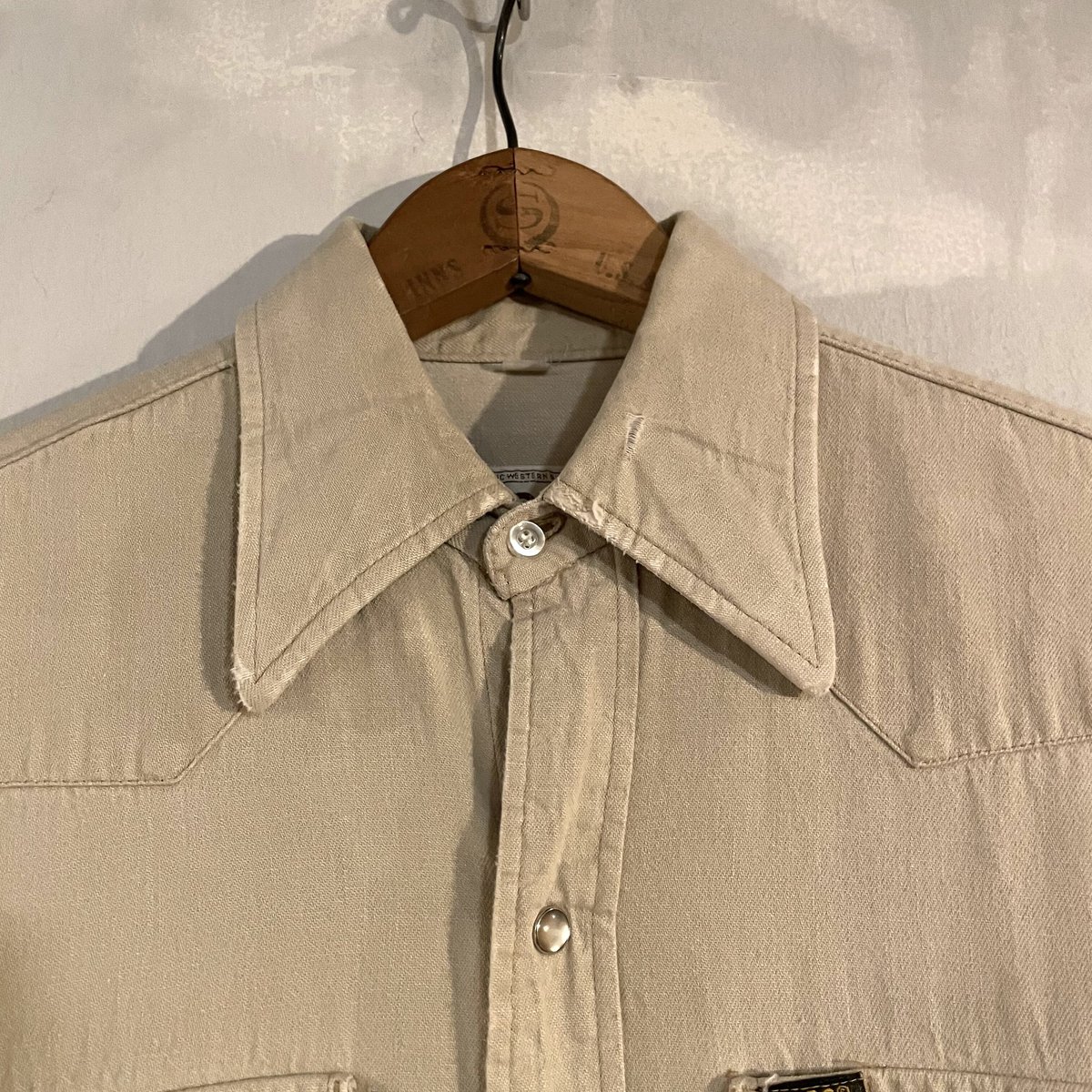 70s Lee L/S ウエスタンシャツ コットン USA製 ベージュ (S2894 70s Lee L/S ウエスタンシャツ コットン USA製 ベージュ (S2894