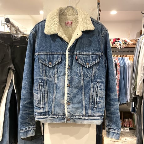 80s　Levi’s 70608-0216　リーバイス　デニムボアジャケット　ヒゲ　USA製　80年代　(S1552)